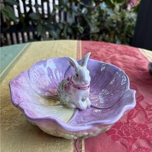 Corner Ruby Spring Collection Pastel Purple Ceramic Bunny 🐰 Floral Bowl